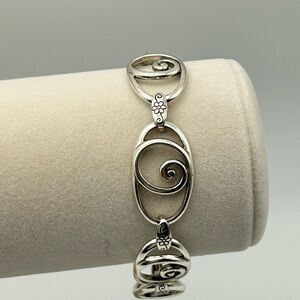 Brighton Rock N Scroll Bracelet Silver Plated Open Links 8"